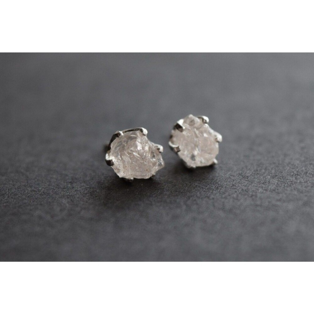 Raw Diamond Earrings, Rough Diamond Earring, Natural Diamond Earring, Wedding Ea